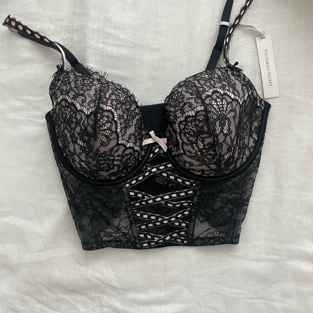 Victoria's Secret Black and Pink Lace Bra